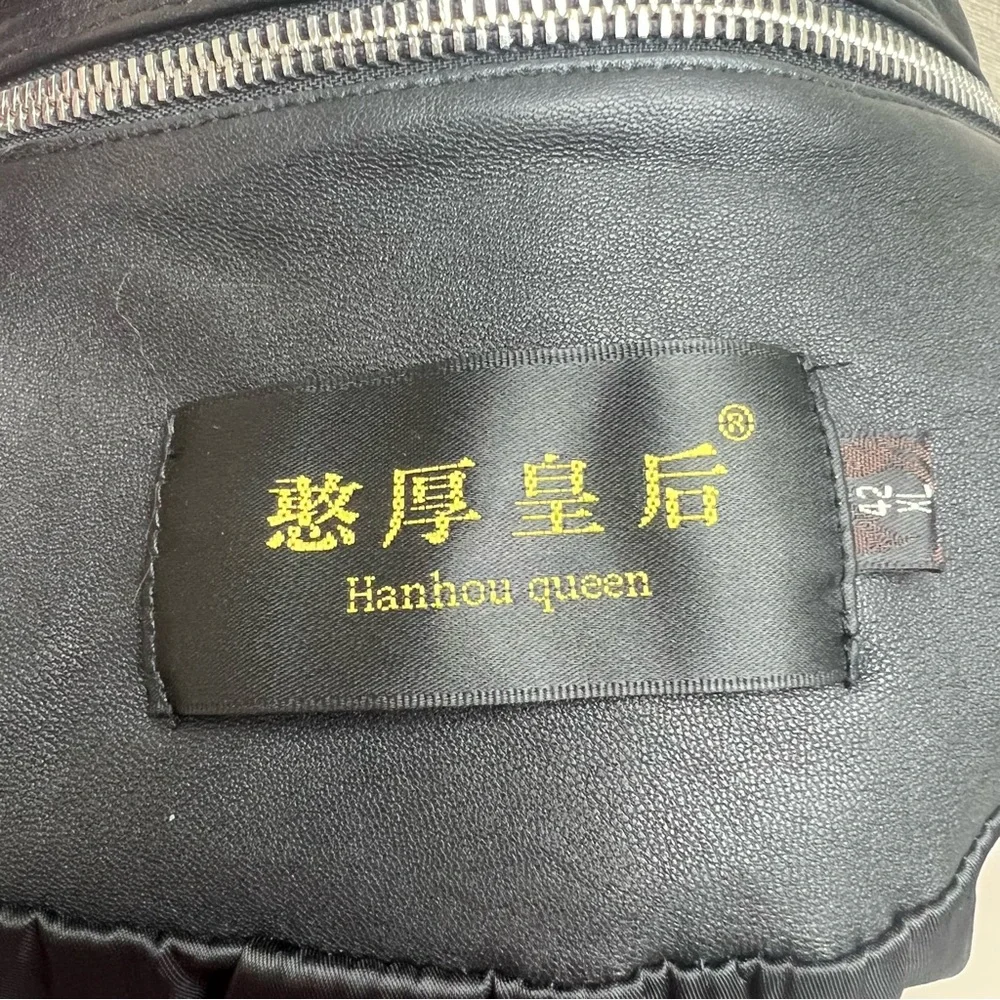 HanHou Queen Sheep Skin Leather Moto Style Jacket - Picture 15 of 15